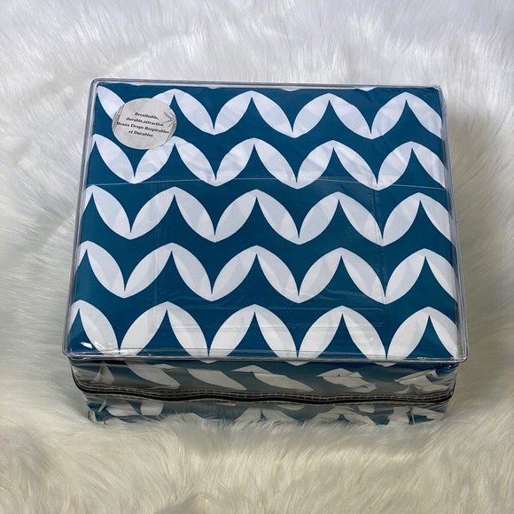 ✨FINAL RUN✨King 4pc Cyan Wave Bedsheets - Picture 2 of 5
